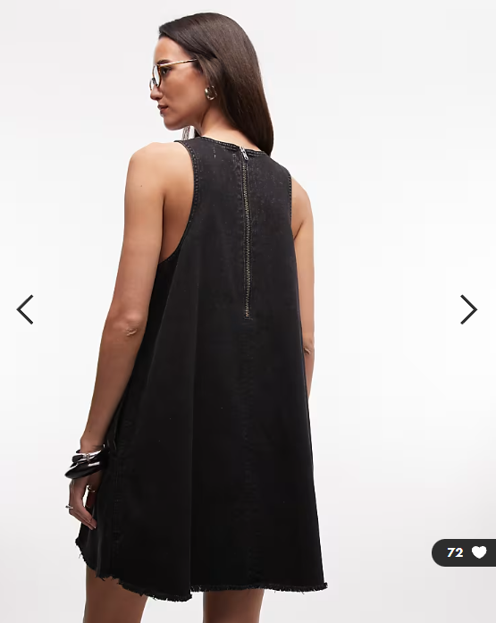 Monki sleeveless a line mini dress with frayed edge in black