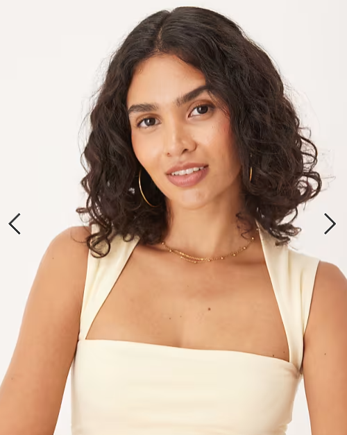 Abercrombie & Fitch square neck ruched sleeveless top in yellow