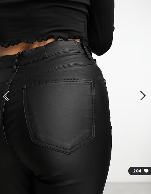 Noisy May Callie coated skinny jeans in black