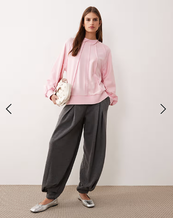 ASOS DESIGN seamed sweatshirt with panel detail in washed pink