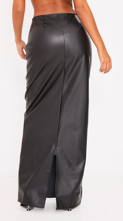 Tall Black Faux Leather Maxi Skirt