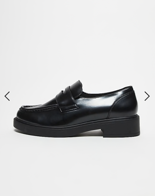 ASOS DESIGN penny loafers in black patent