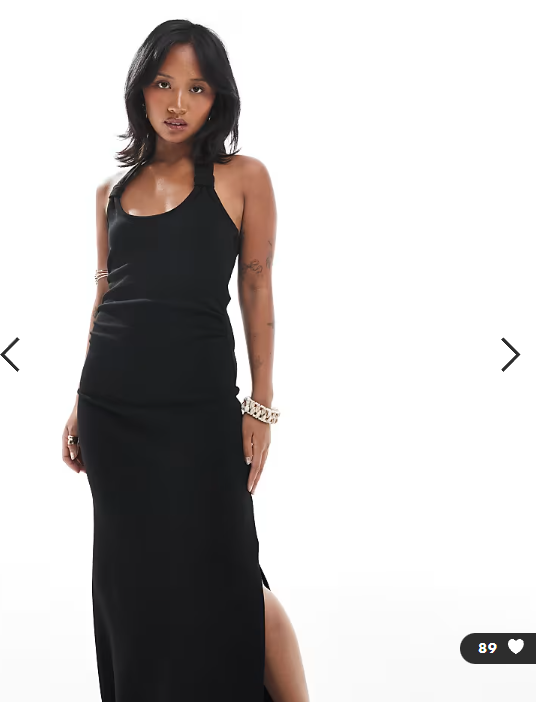 4th & Reckless Petite exclusive knot detail halterneck maxi dress in black