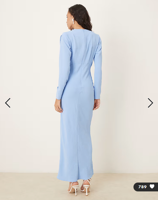 ASOS DESIGN bias bust detail maxi dress in bright blue