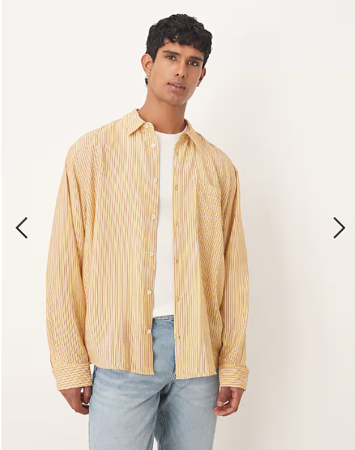 ASOS DESIGN oversized shirt in yellow stripe