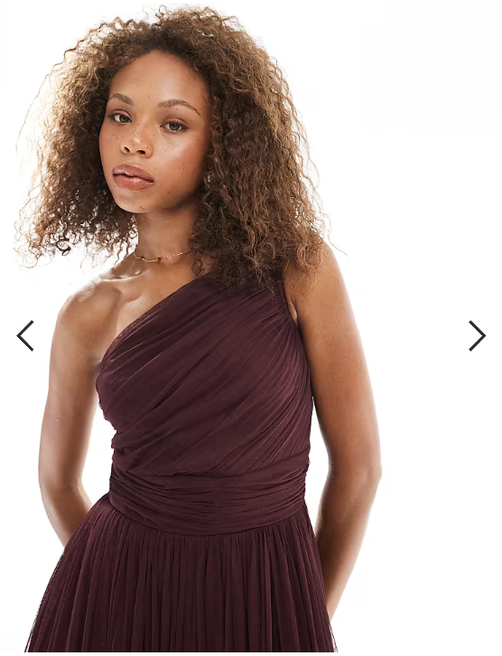 Lace & Beads Bridesmaid one shoulder maxi dress in plum