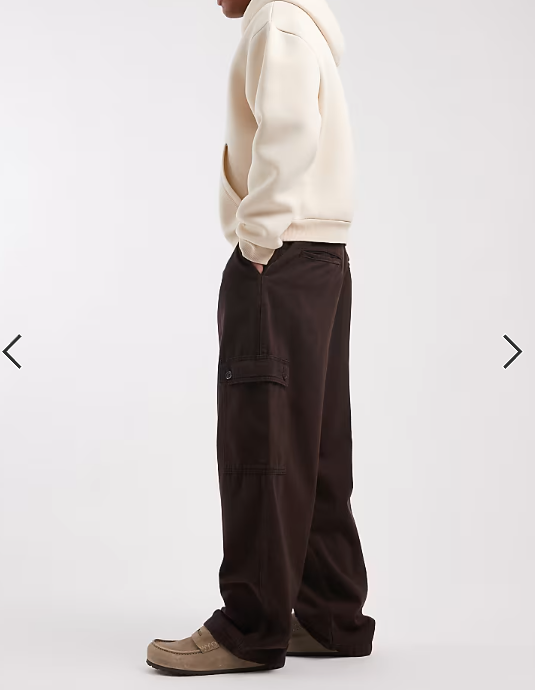ASOS DESIGN loose straight fit cargo trousers in brown