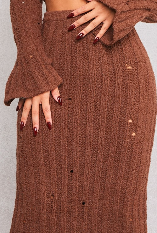 Petite Brown Bodycon Maxi Skirt