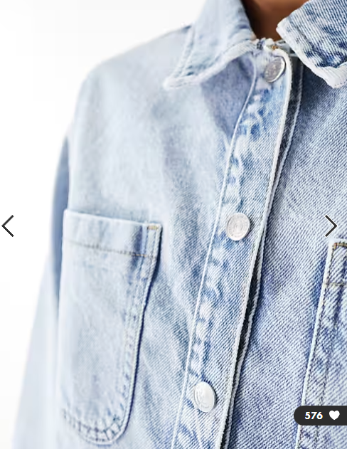 Noisy May denim shacket in light blue wash