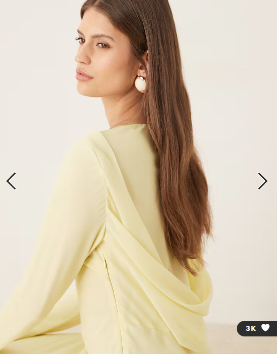 ASOS DESIGN chiffon maxi dress with cowl neck back detail in light yellow