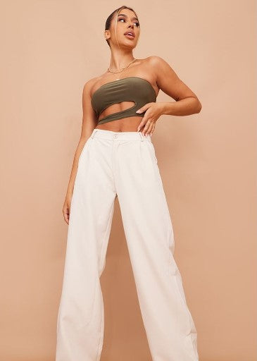 Khaki Slinky Cut Out Bandeau