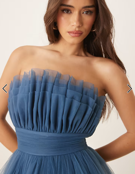 Lace & Beads bandeau structured mini dress in ethereal blue