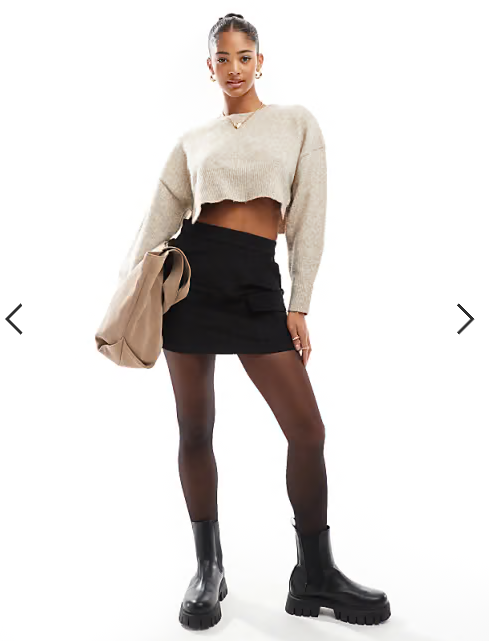 Threadbare velvet cord mini skirt in black