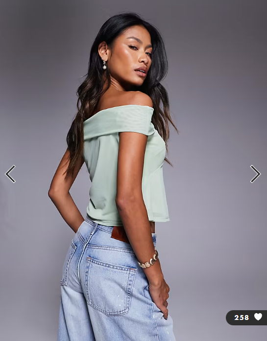 ASOS DESIGN mesh bar detail top with cut out waist in pastel green