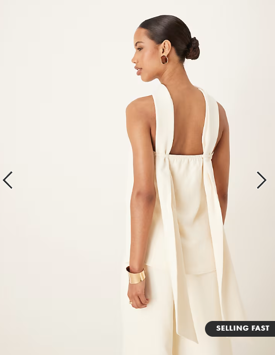 ASOS DESIGN tailored bandeau top with scarf detail co-ord in buttermilk