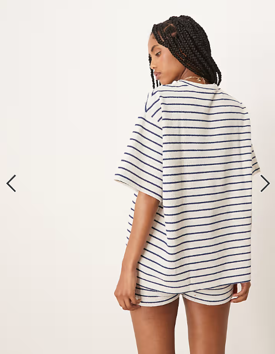 ASOS DESIGN oversized t-shirt co-ord in knitted mono stripe