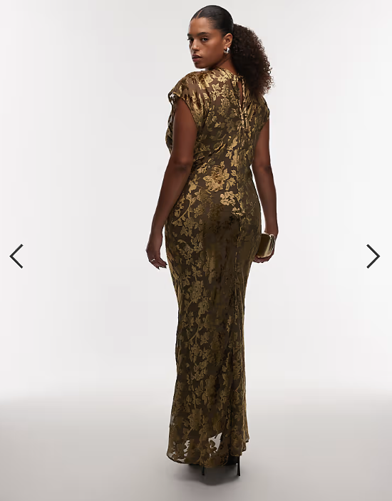 ASOS DESIGN Curve velvet devore crew neck sleeveless maxi with tie back in mocha