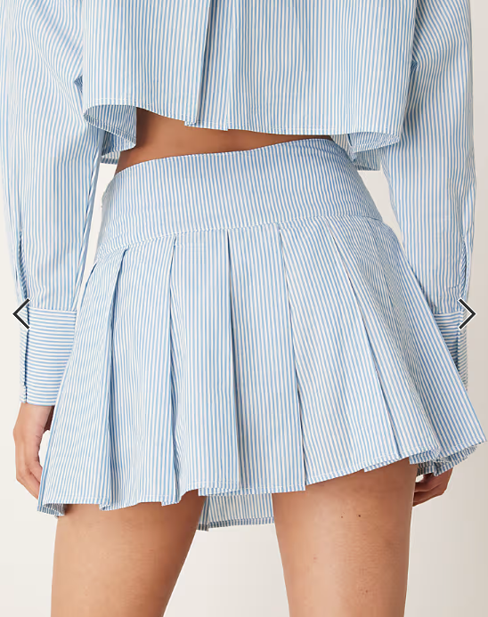 ASOS DESIGN tennis skirt co-ord in blue & white stripe