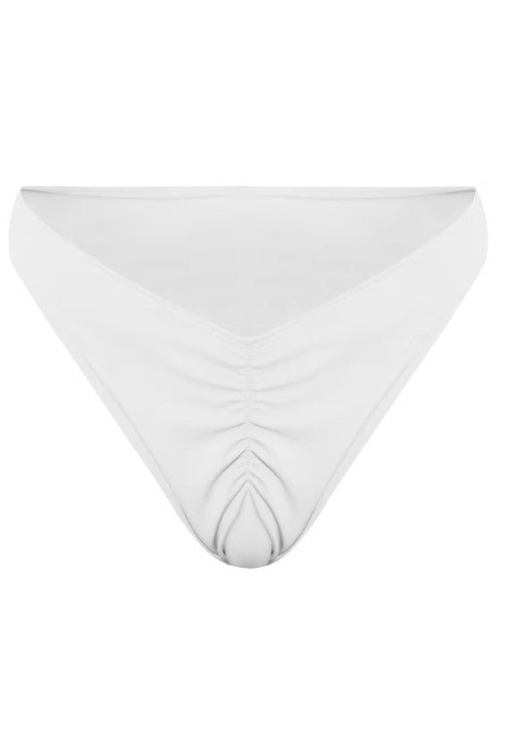 Cream Ruched Seam Bikini Bottoms