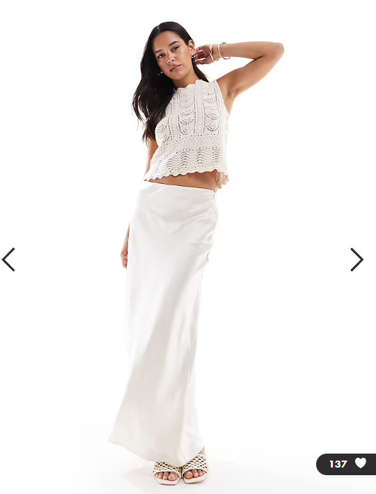 4th & Reckless satin column maxi skirt in cream