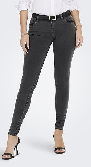 Only - Only womens ONLRAIN LIFE REG SKINNY DNM Jeans - Grey Denim.