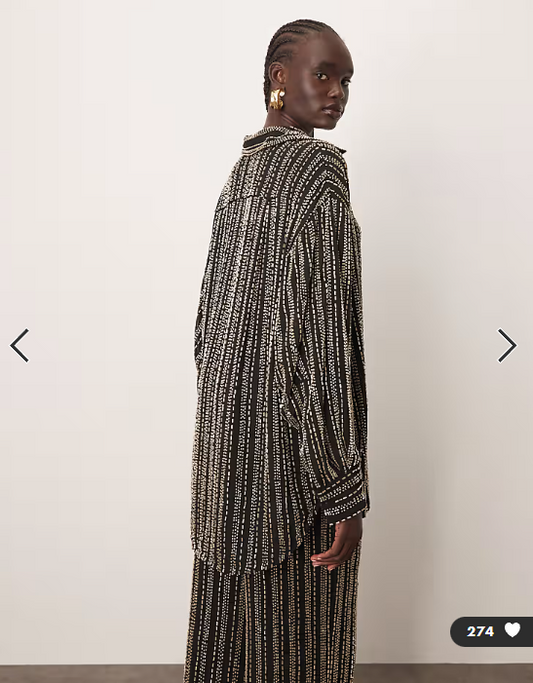 ARRANGE linear beaded oversized shirt co-ord