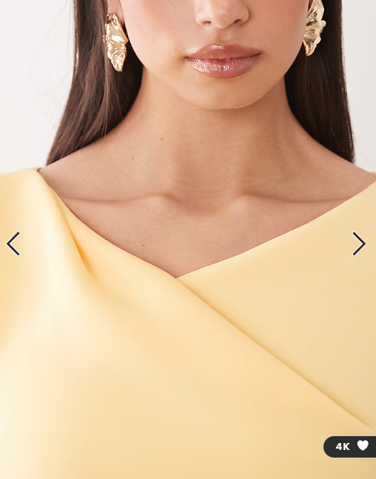 ASOS DESIGN drape asymmetric midi dress in lemon scuba-style fabric