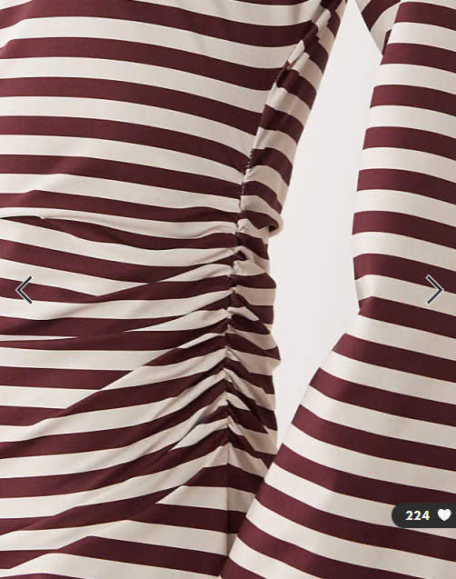 ASOS DESIGN long sleeve cinched waist mini dress in buttermilk and chocolate stripe