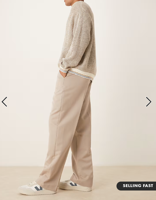 ASOS DESIGN smart wide leg trousers in stone