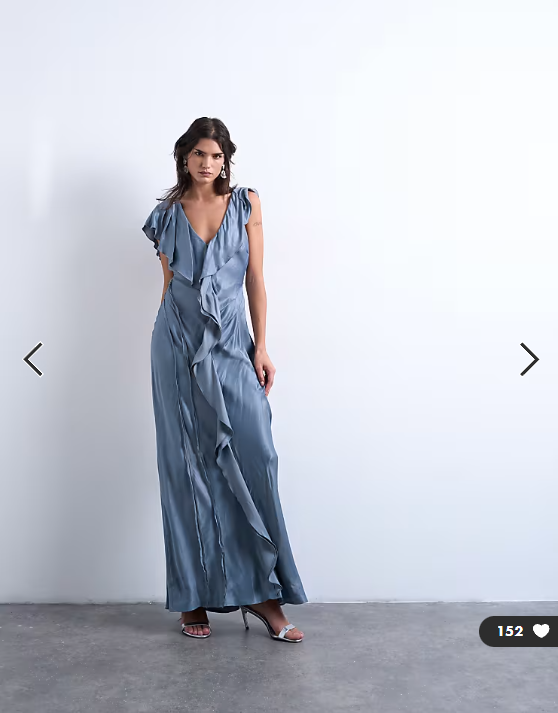 Topshop raw seemed frill maxi dress in airforce blue