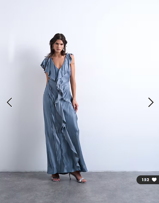 Topshop raw seemed frill maxi dress in airforce blue