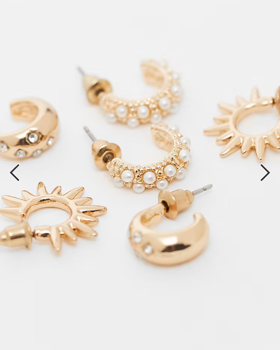 Accessorize pack of 3 celestial pearl huugies earrings in gold