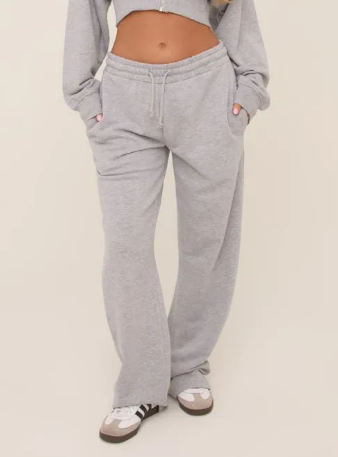 Drawstring Waist Straight Leg Joggers In Grey