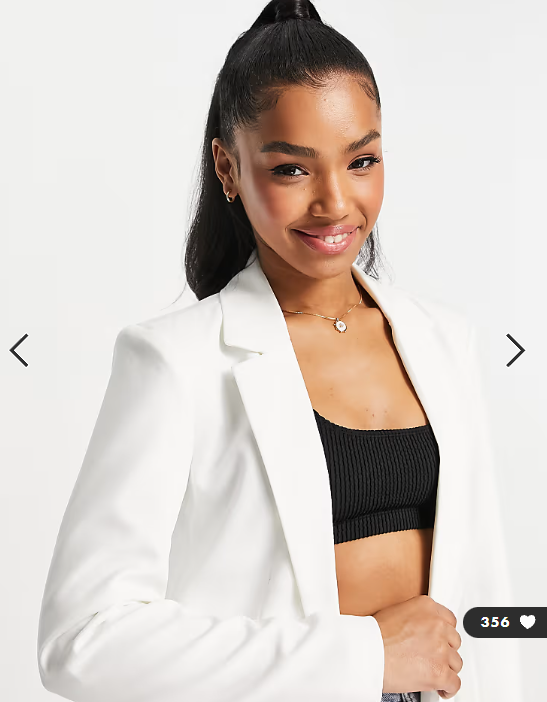 Pieces tailored oversized blazer in white