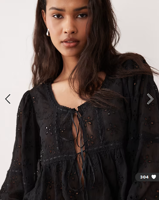 Miss Selfridge scoop neck tie front blouse in black