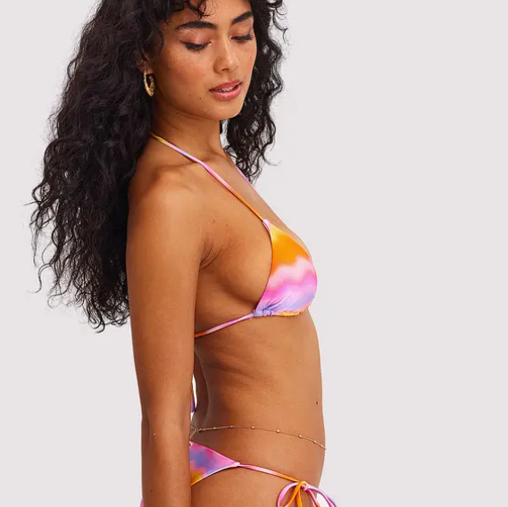Loavies - Pink bikini top with tie dye print