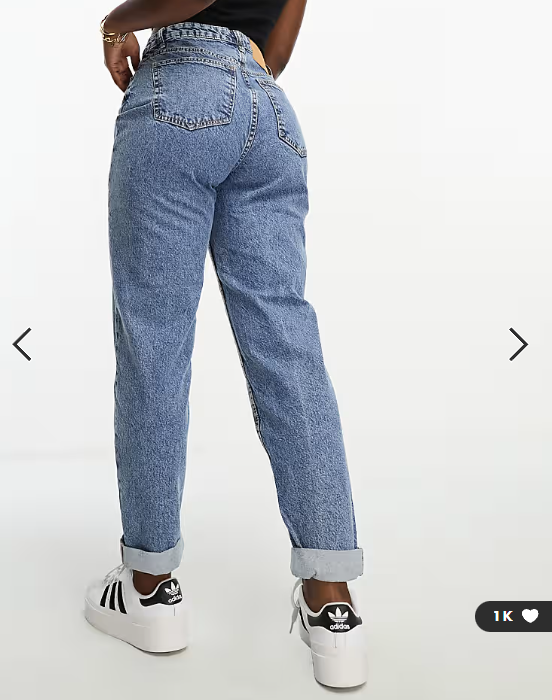 ASOS DESIGN Hourglass high rise relaxed mom jeans in mid blue