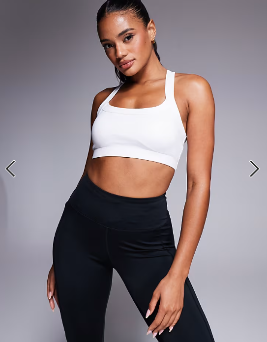 4505 Icon medium support square neck sports bra with adjustable straps in white