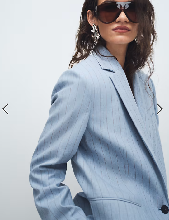 Mango Pedro blazer co-ord in pale blue stripe
