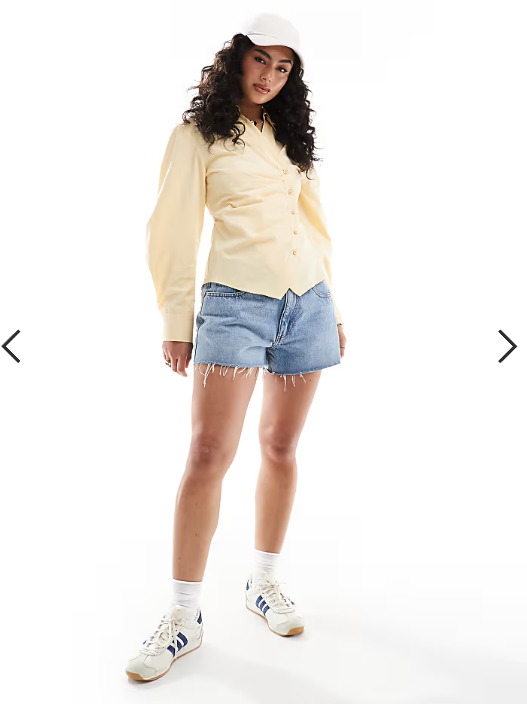 ASOS DESIGN ruched wrap shirt with cocoon sleeve in buttermilk