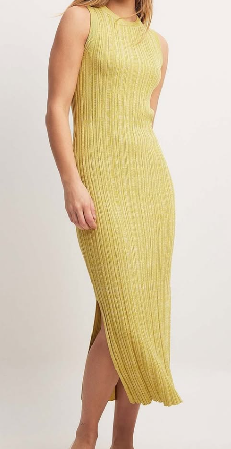 NAKD - Knitted Ribbed Sleevless Midi Dress- Green