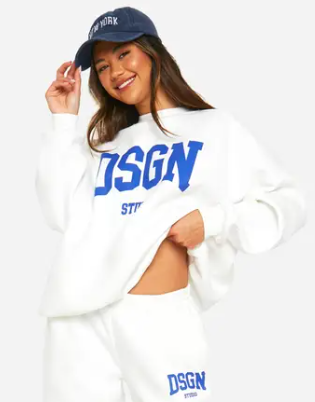 Boohoo - DSGN Studio Slogan Print Sweatshirt Tracksuit
