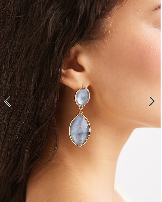 Accessorize elipse gem double drop earrings in blue