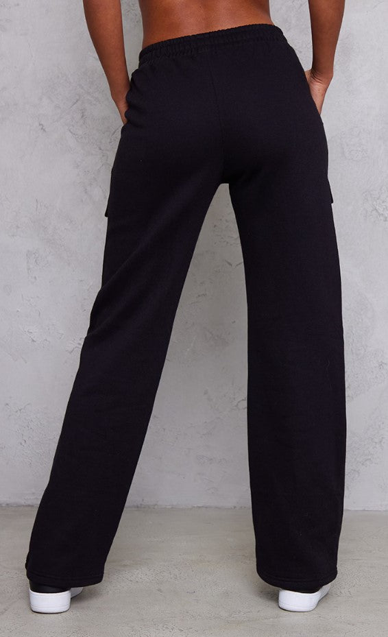 Tall Black Pocket Detail Straight Leg Joggers