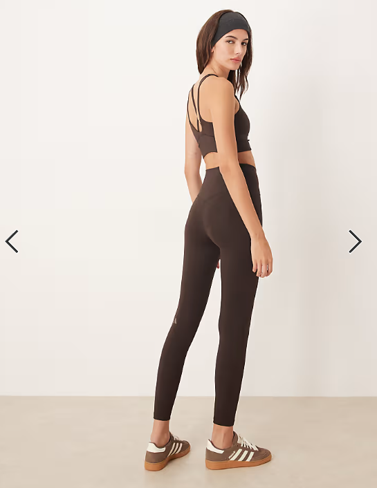 adidas Performance Three Stripes Studios leggings in brown