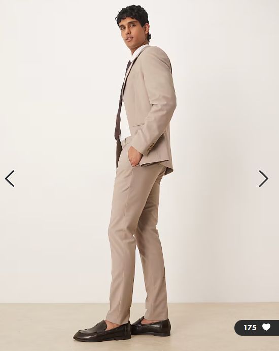 ASOS DESIGN skinny wooll rich suit trousers in beige