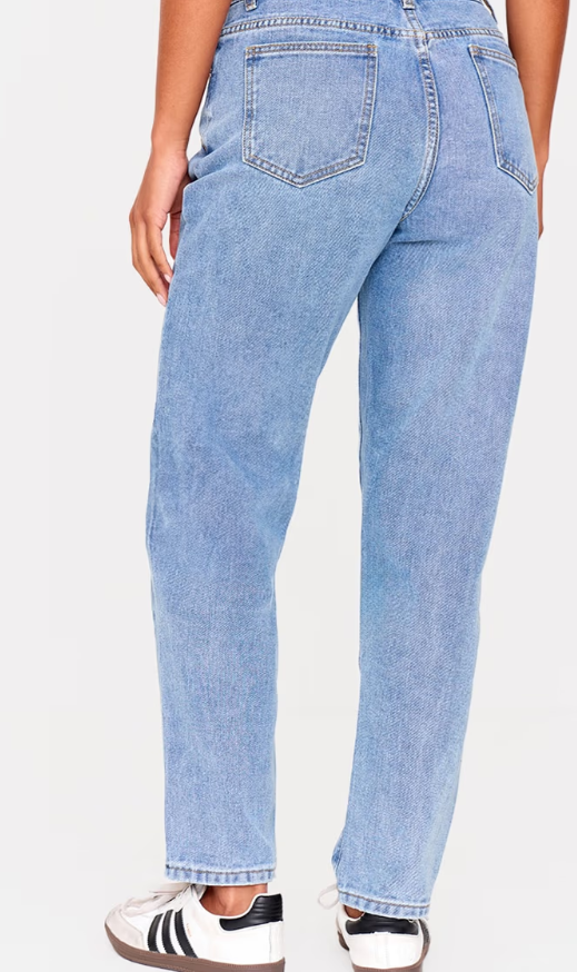 PRETTYLITTLETHING Mid Blue Wash High Waist Mom Jeans