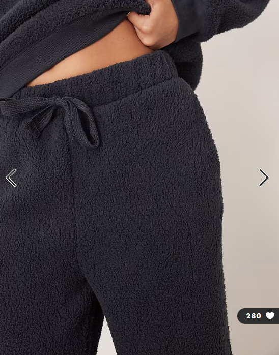 ASOS DESIGN lounge cuddle crew neck sweat & wide leg trouser set in inky blue