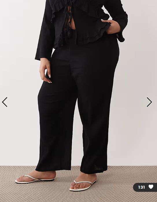 Esmee Curve tie front beach trouser in black