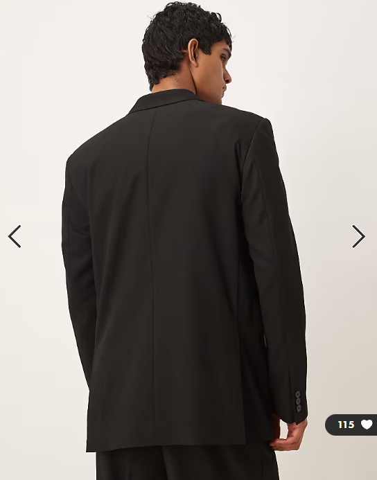 ASOS DESIGN relaxed square shoulder suit jacket in black